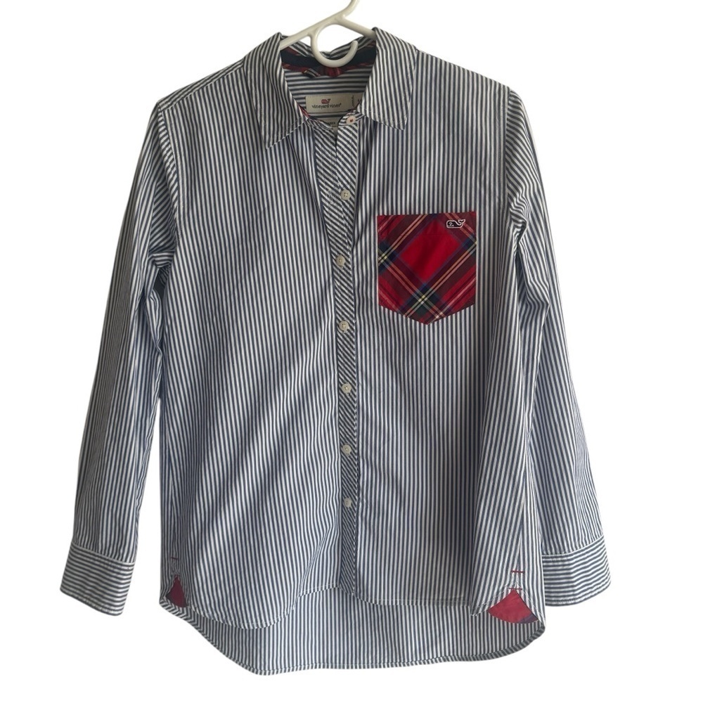 Vineyard Vines Mixed Patterns Stripes & Plaid Button Down, Size 4 - Picture 2 of 7